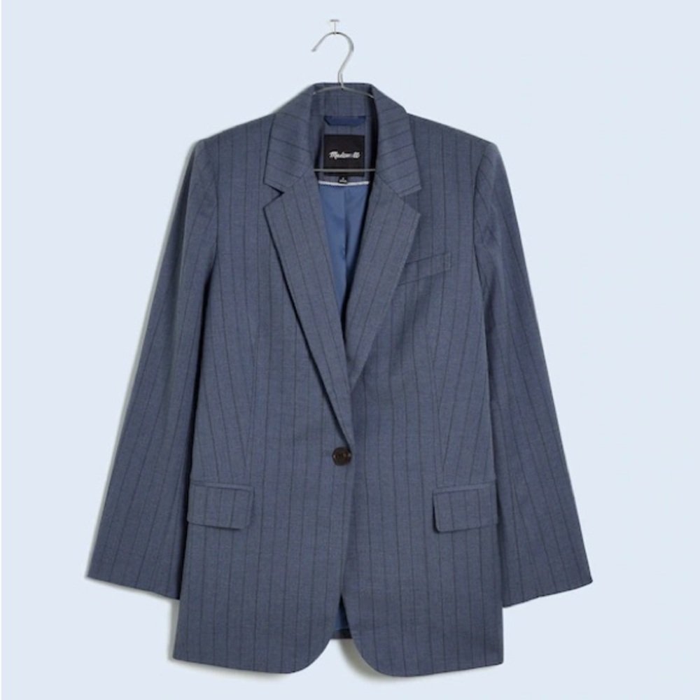 Women’s Madewell Alexa Chung Oversized Blue Pinstripe Blazer